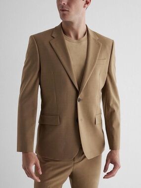 EXPRESS $298 TAN SLIM WOOL BLEND MODERN TECH SUIT JACKET SZ 40S